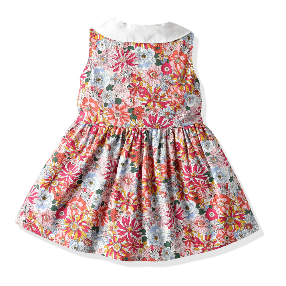 Lapel floral skirt girl dress Lapel floral skirt girl dress